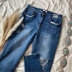 Kensie High Roller High Rise Distressed Skinny Jeans Size 8, Casual Mom Jeans